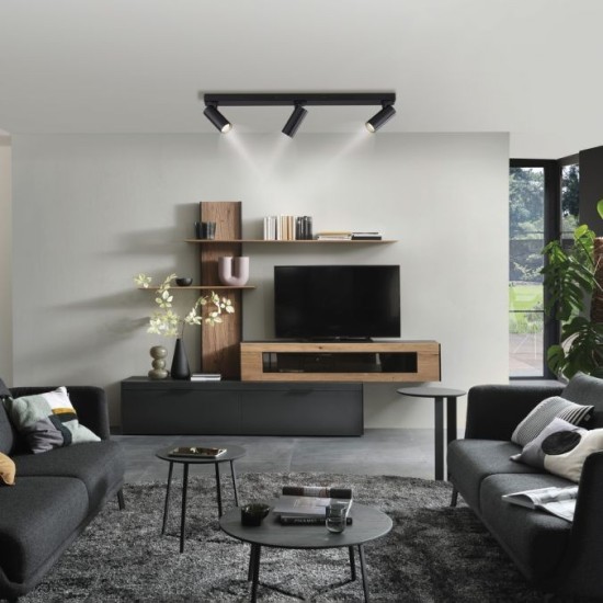 Schöner Wohnen Plafoniera a LED RIK, nera, 3 luci, girevole