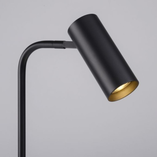 Schöner Wohnen Lampe de table LED RIK, noire, CEE A, orientable et pivotante, interrupteur à cordon