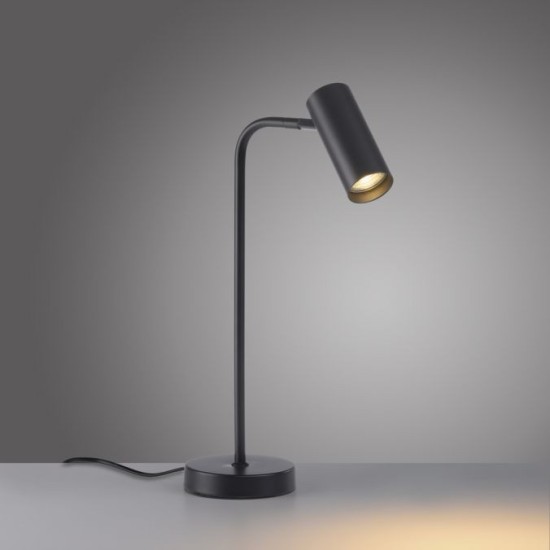 Schöner Wohnen Lampada da tavolo LED RIK, nera, CEE A, girevole e orientabile, interruttore a fune