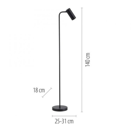 Schöner Wohnen Lampada a terra LED RIK, nera, orientabile, interruttore a filo