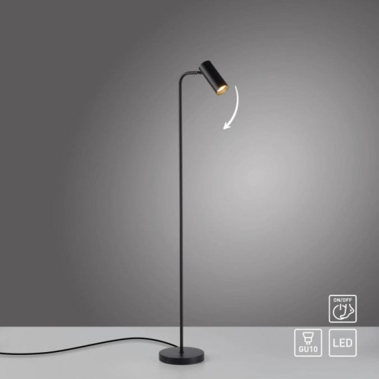 Schöner Wohnen Lampada a terra LED RIK, nera, orientabile, interruttore a filo