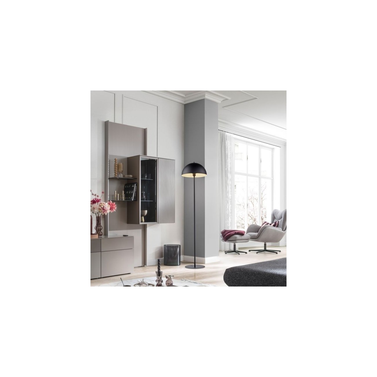 Schöner Wohnen Lampadaire ALI, noir, avec pédale