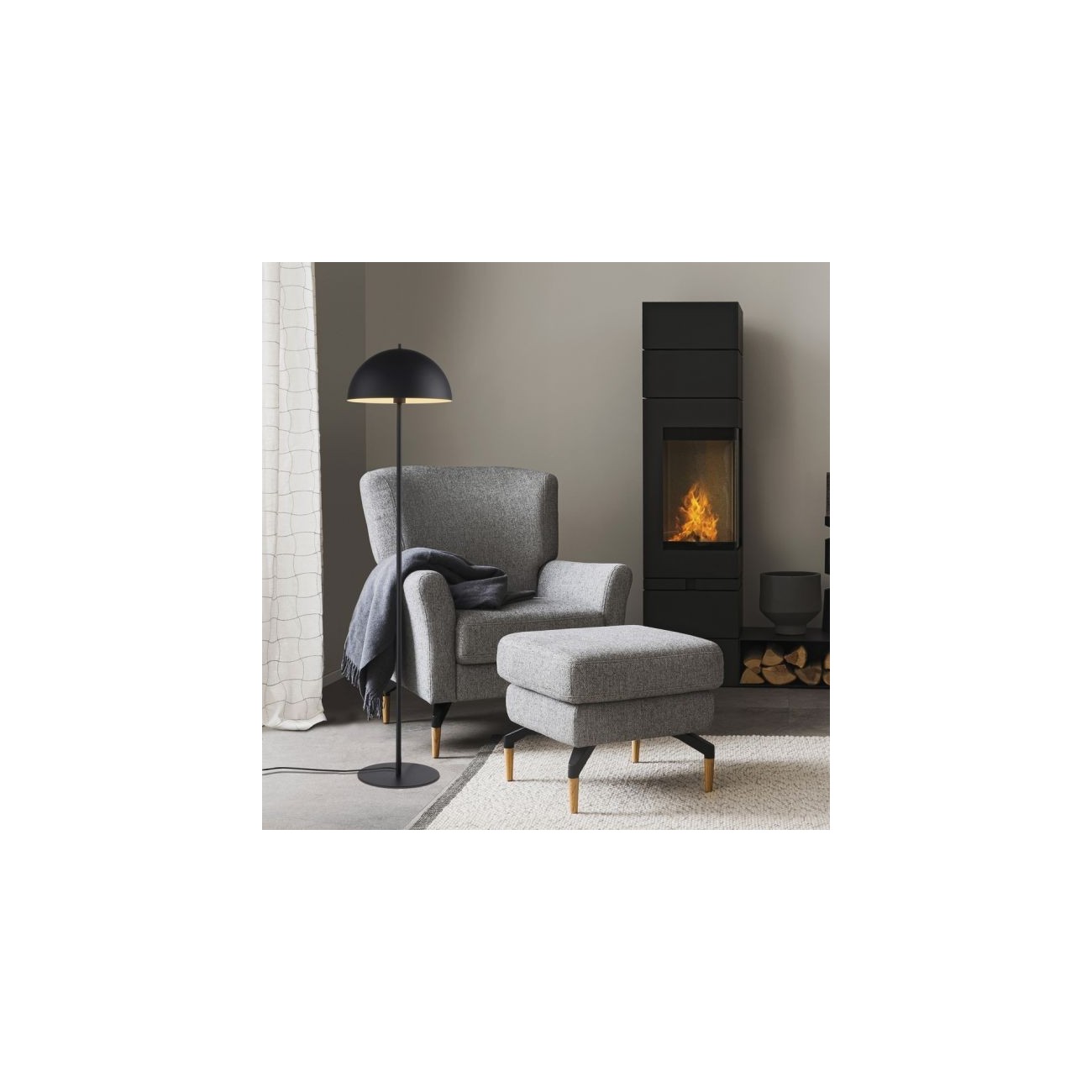 Schöner Wohnen Lampada a terra ALI, nera, con pedale