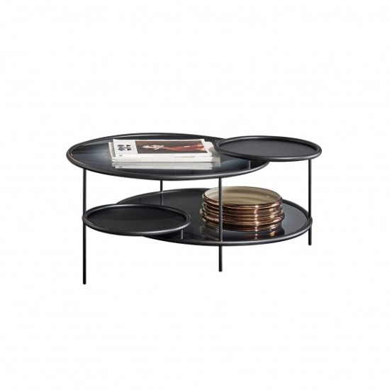 Driade table Sangaku by Elena Salmistraro black whit glass