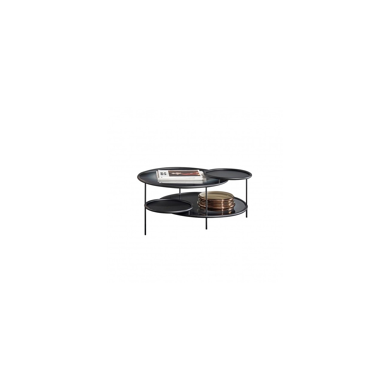 Driade table Sangaku by Elena Salmistraro black whit glass