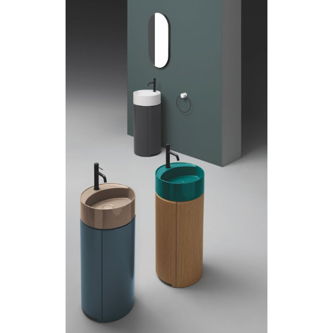 AXA - MATE+ Lavabo appoggio con piano rubinetteria