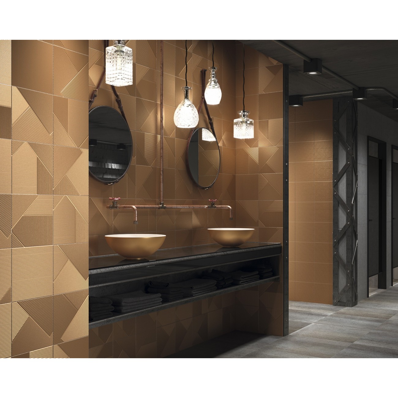 Dune washbasin WHITE AND COPPER