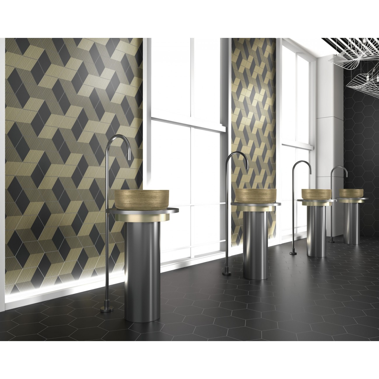 Dune washbasin HELLER WHITE & GOLD