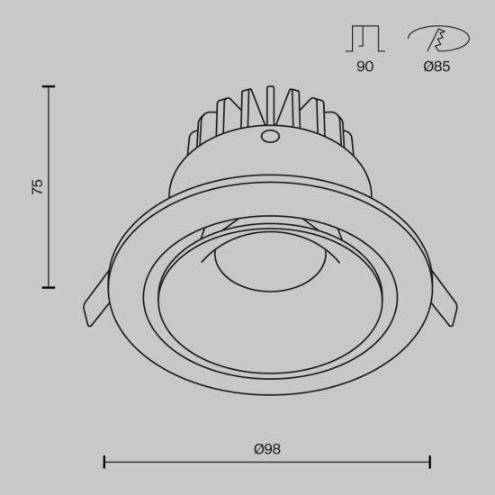 Maytoni Downlight Lampada da incasso Yin