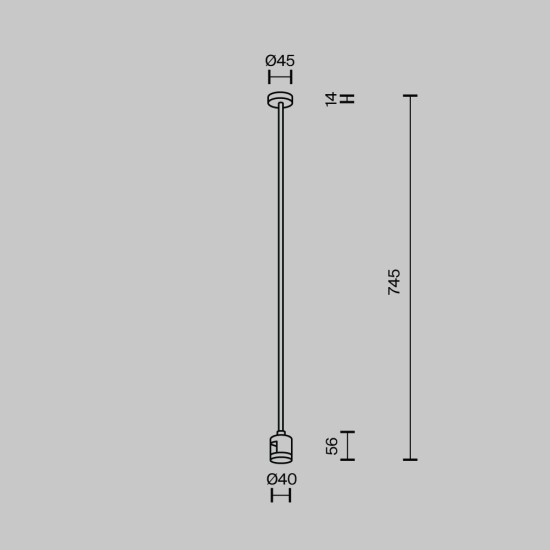 Maytoni Connecteur d'alimentation pour montage au plafond de 700 mm Flarity