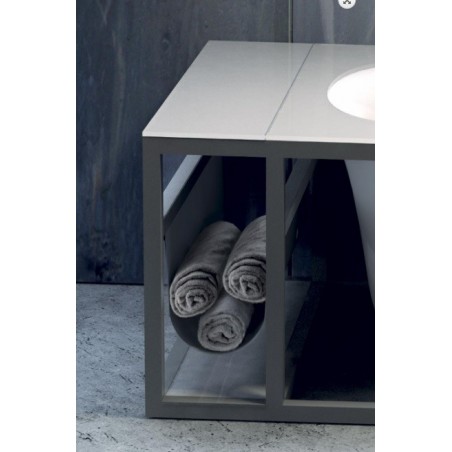 Glass 1989 Naked vasca con struttura a vista e top in cristallo