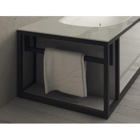 Glass 1989 Naked bathtub with visible frame and tempered glass top