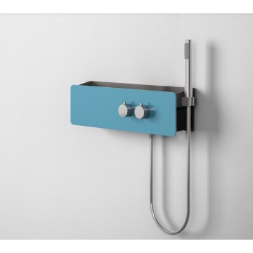 Glass 1989 Azulejo shelf with coloured front glass cover