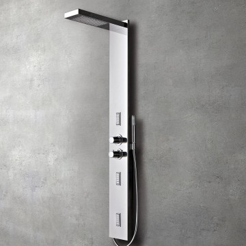 Glass 1989 Flair shower panel with Integrated headshower  stainless steel structure brilliant finish.