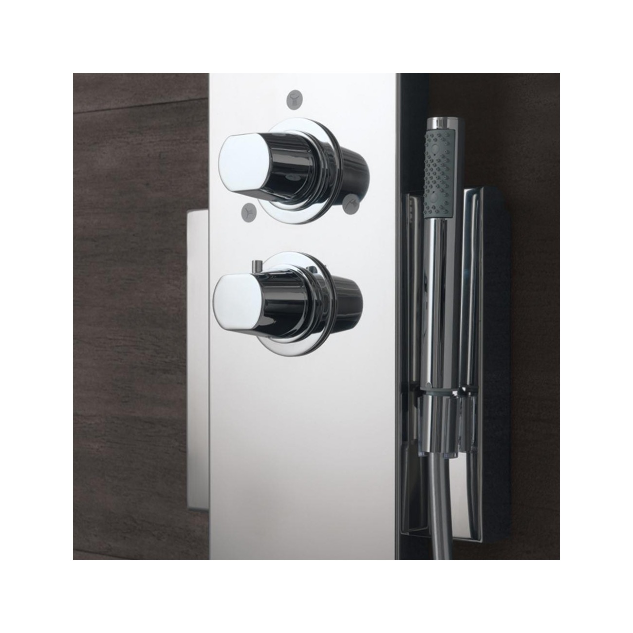 Glass 1989 Flair pannello doccia con soffione integrato  in acciaio inox finitura lucida