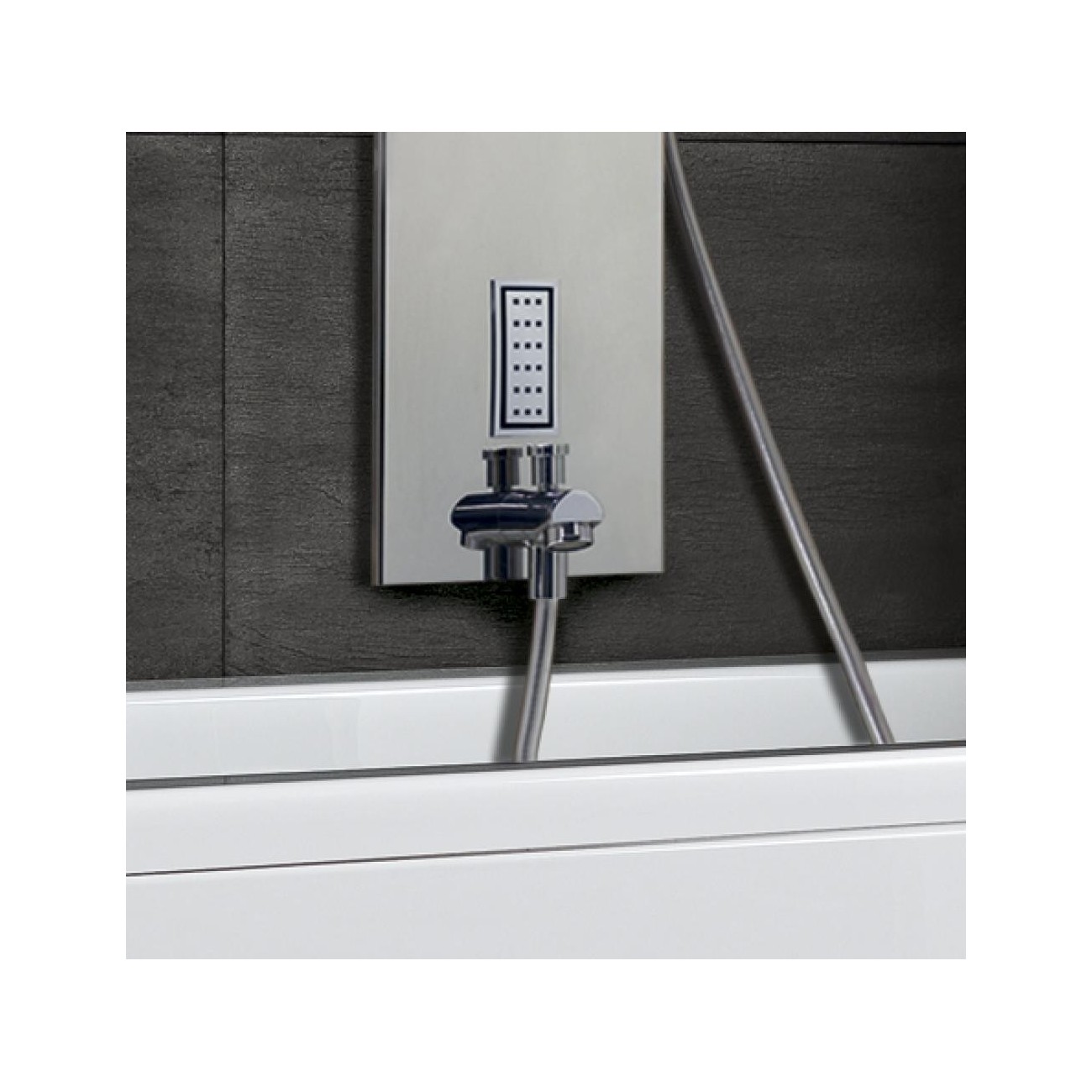 Glass 1989 Flair pannello doccia con soffione integrato  in acciaio inox finitura lucida