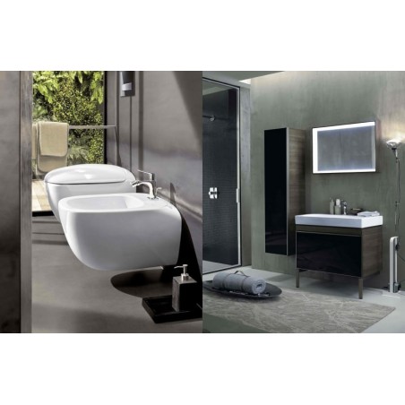 Suspendu à fond creux Geberit Citterio, caréné, Rimfree, avec abattant WC