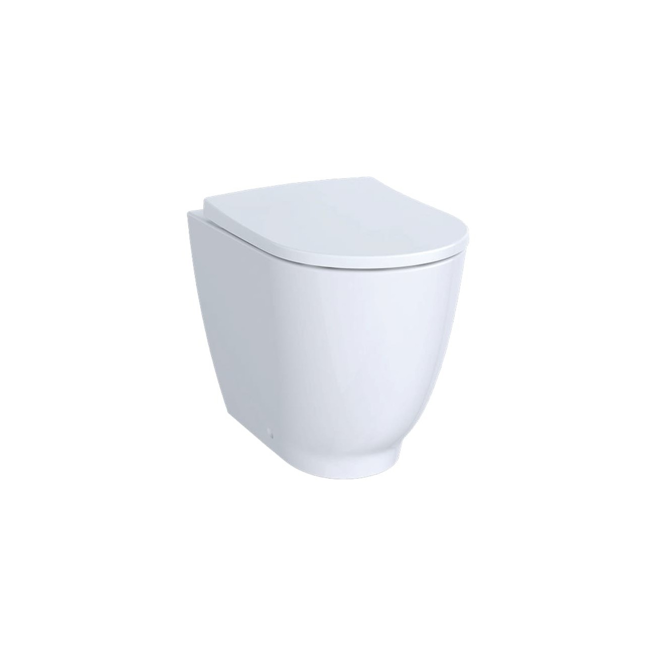 Geberit Acanto Vaso a pavimento a cacciata, rialzato, a filo parete, fissaggio nascosto, Rimfree, con sedile del vaso