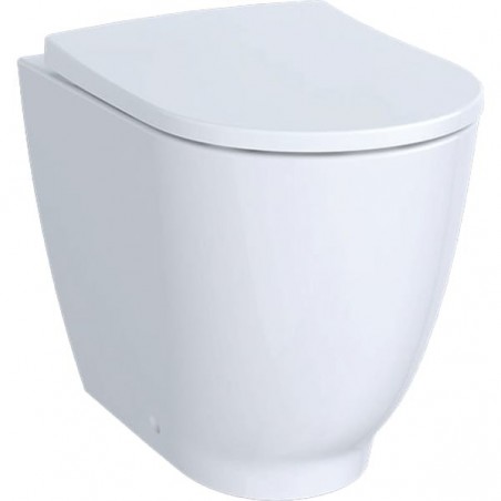 Geberit Acanto Vaso a pavimento a cacciata, rialzato, a filo parete, fissaggio nascosto, Rimfree, con sedile del vaso