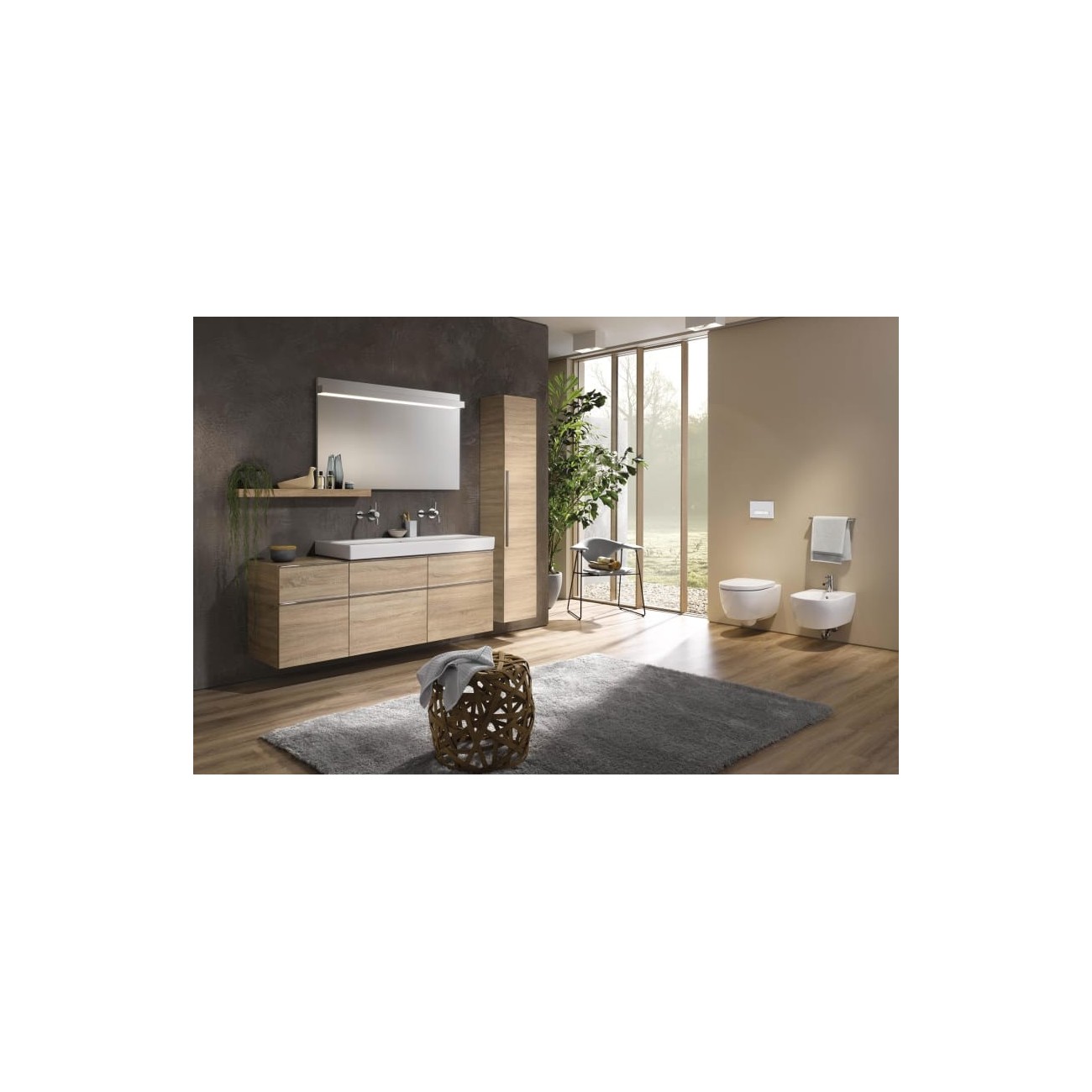 Geberit icon wall-mounted WC, hidden fixing, Rimfree, with toilet seats