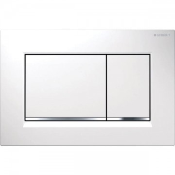 Geberit Sigma30, placca di comando doppio tasto, bianco/cromato/bianco