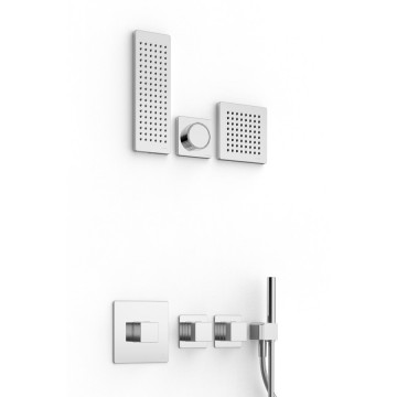 Zazzeri Qquadro Built-in thermostatic shower unit with flat shower heads