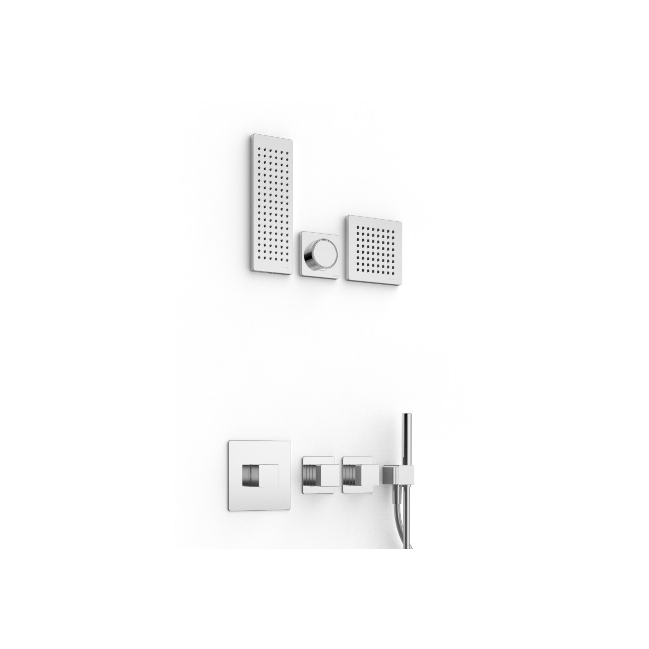 Zazzeri Qquadro Built-in thermostatic shower unit with flat shower heads